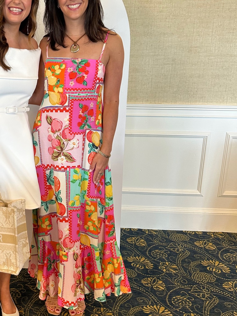 Paper Heart Colorful Italian Summer Inspired Maxi Dress with Fruit